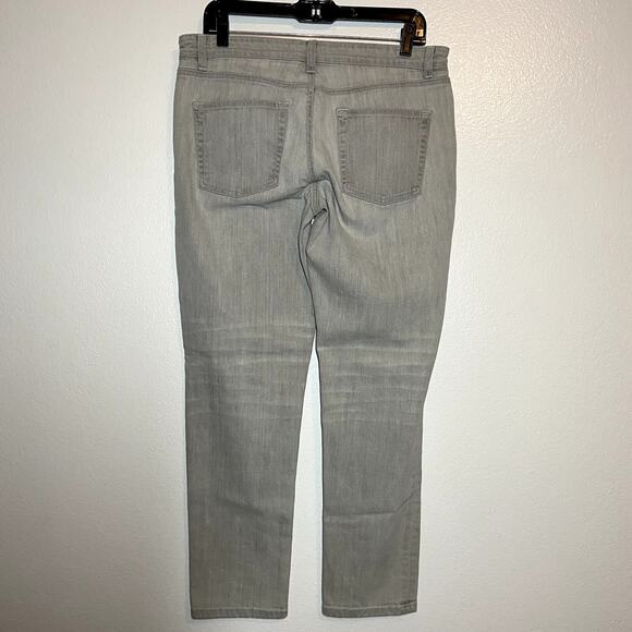 Eileen Fisher Slim Straight Jeans Organic Cotton 5-Pocket Light Gray Wash 8 - Picture 4 of 4